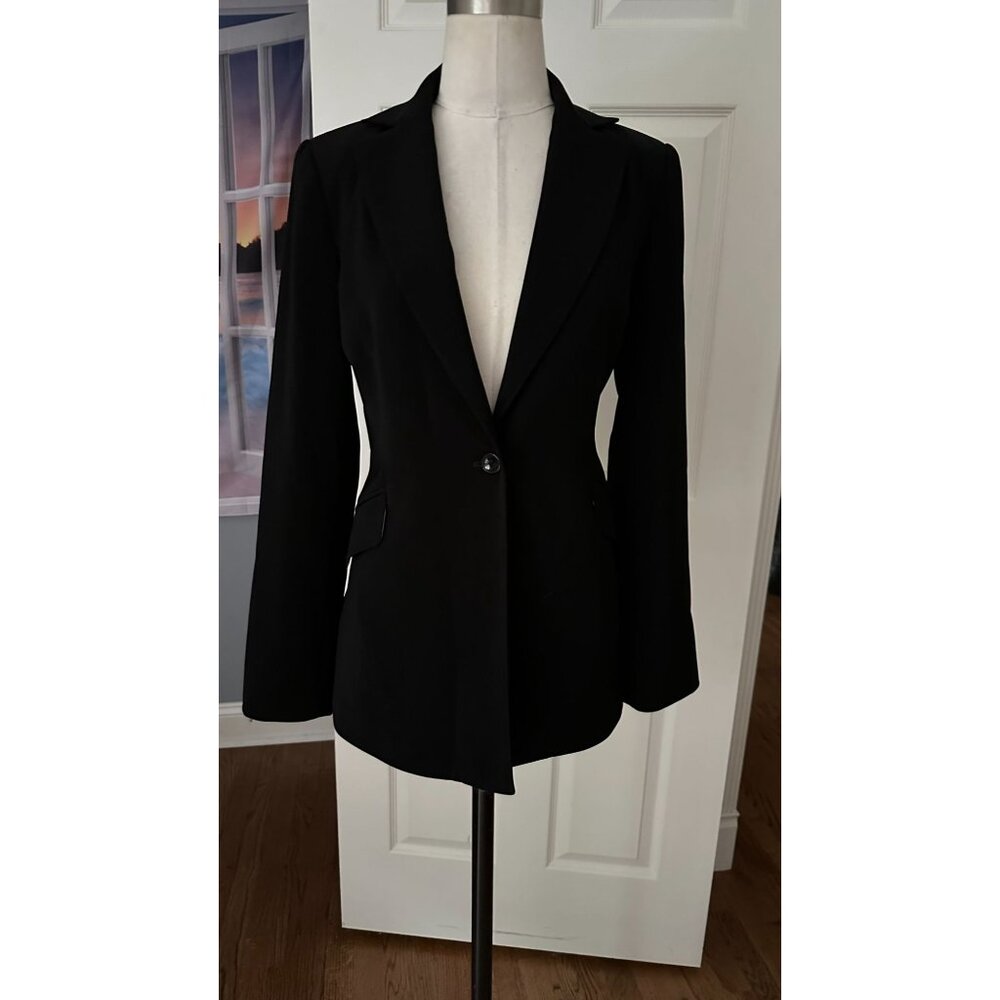 Parameter Black Single Button Blazer With Rose Pr… - image 8